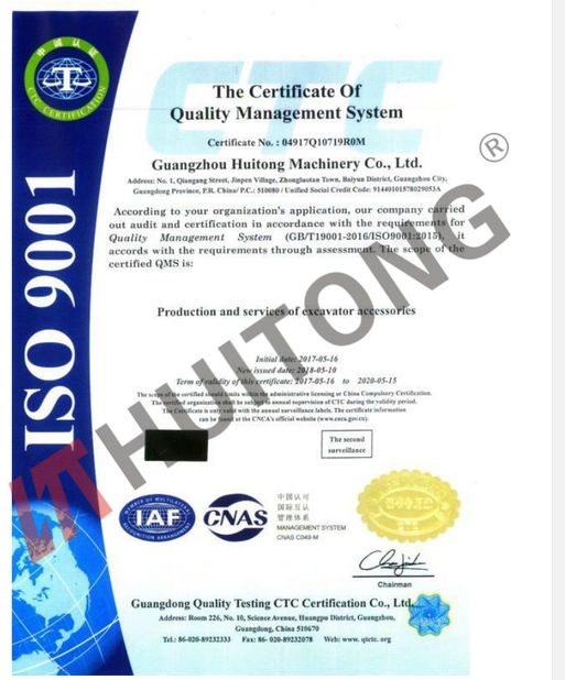 Chiny Guangzhou Huitong Machinery Co., Ltd. Certyfikaty