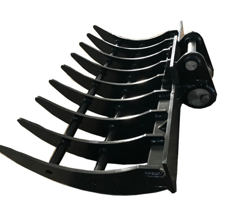 Czarny / zielony Stalowy szczotka Rake Excavator Attachment Ostrze Tines Heavy Duty Konstrukcja